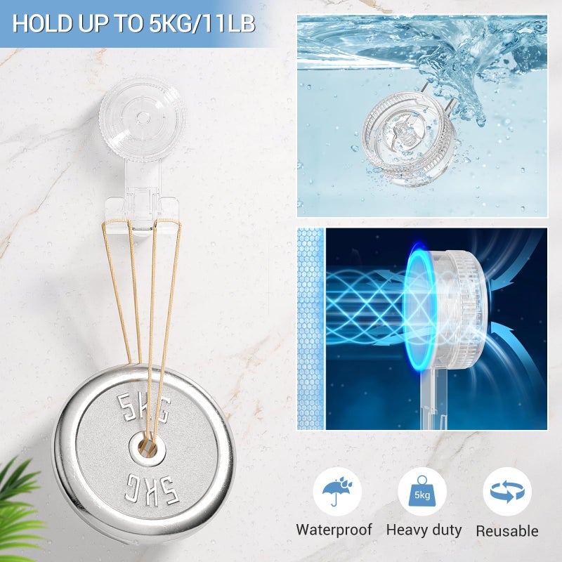 LUXEAR Suction Hooks, 4 Pack Razor Hooks Removable & Reusable Suction Shower Hook Waterproof Damage-Free Suction Hanger for Towel Bathrobe Loofah Bathroom Kitchen Waterproof Weather Hanger Hook - Image 3
